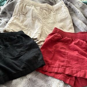 Old Navy Women's Linen Cargo Shorts - Black, Red, and Tan